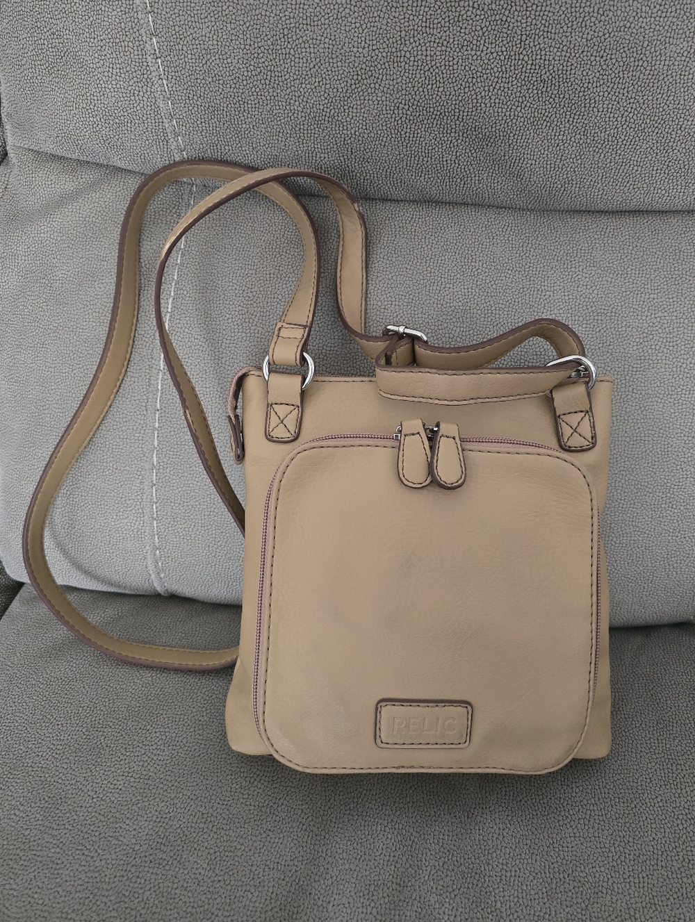 Relic Brand Leather Crossbody Bag in Tan